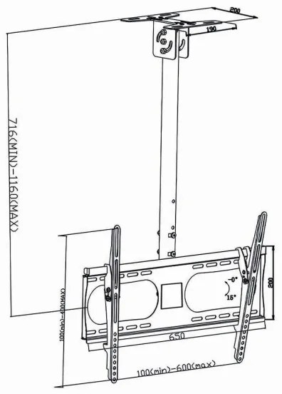 Nedis TVCM1350BK - Stropný držiak pre Full Motion TV 42-65”