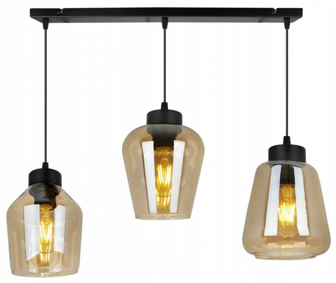 Moderné lamelové závesné svietidlo RIJEKA Honey Glass