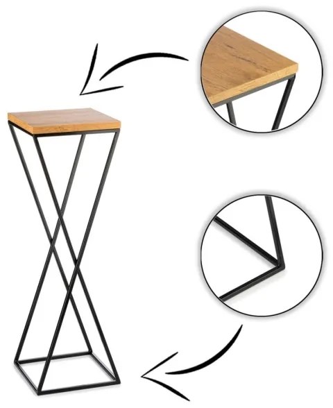 Stojan na kvety 70x24 cm čierna/hnedá