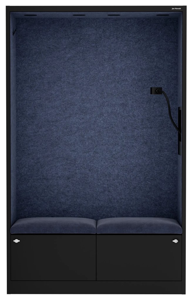 Akustická kabína SALLY MentalBox 1150 mm – čierny korpus, tmavomodré sedadlo