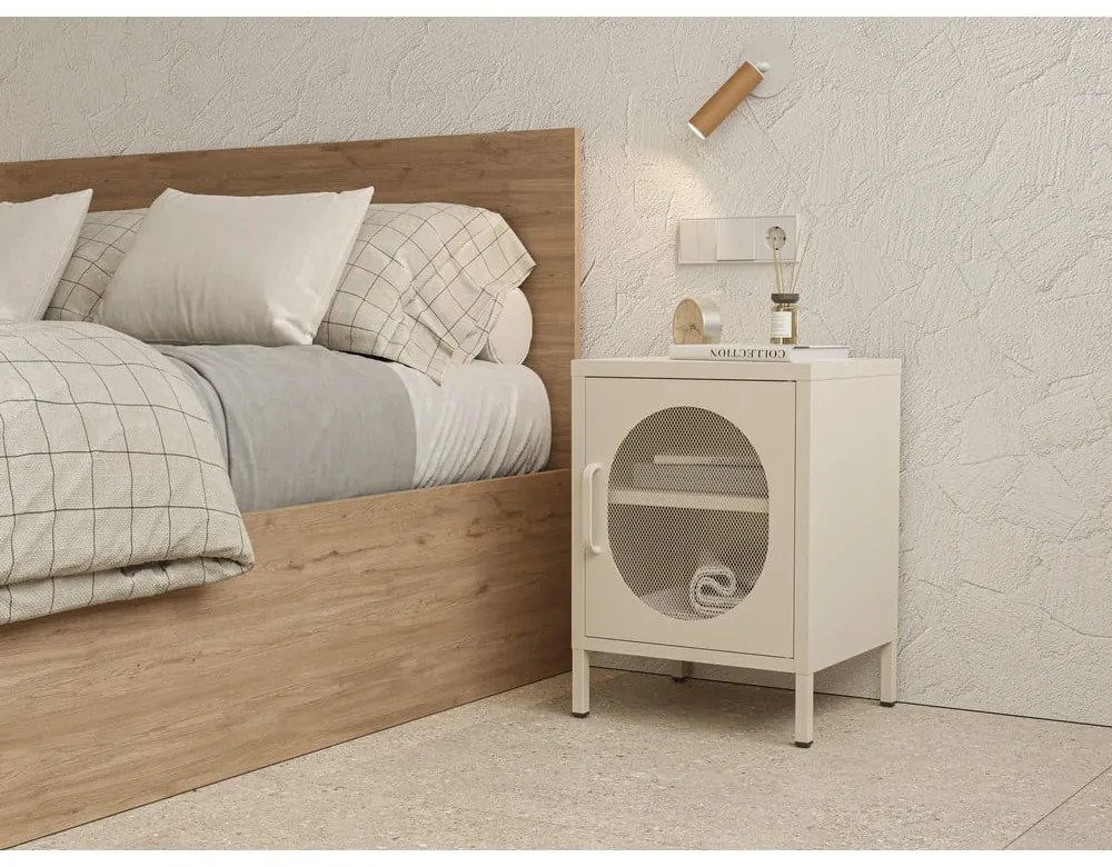 Krémový kovový nočný stolík Diora – Marckeric