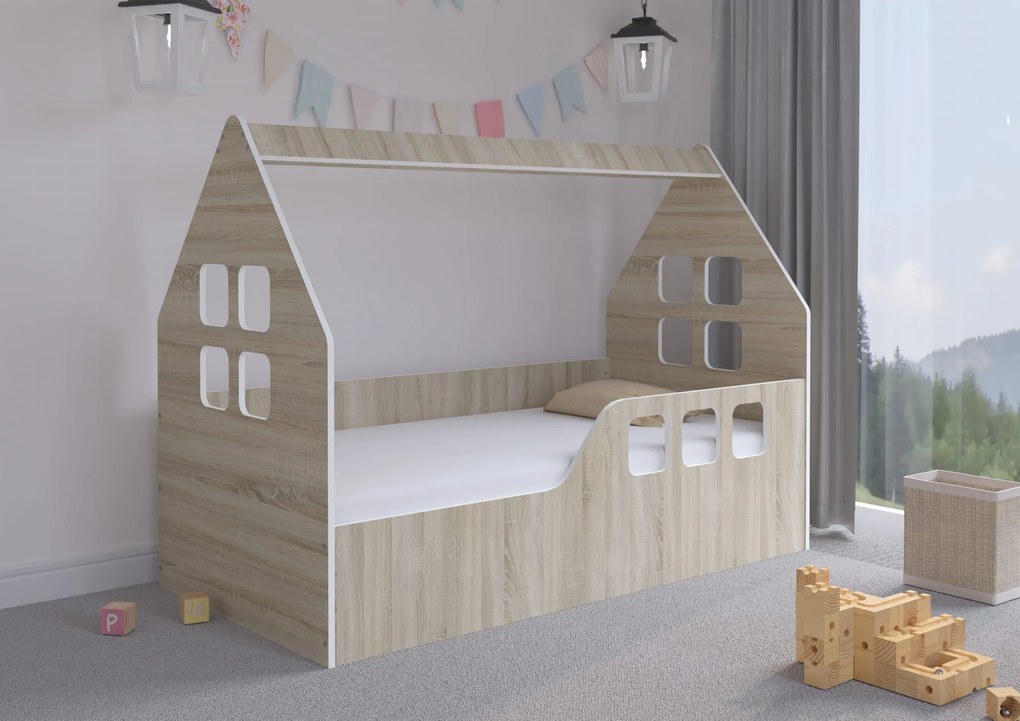 Wooden Toys Detská posteľ DOMEK SONOMA 160x80 (pravá)