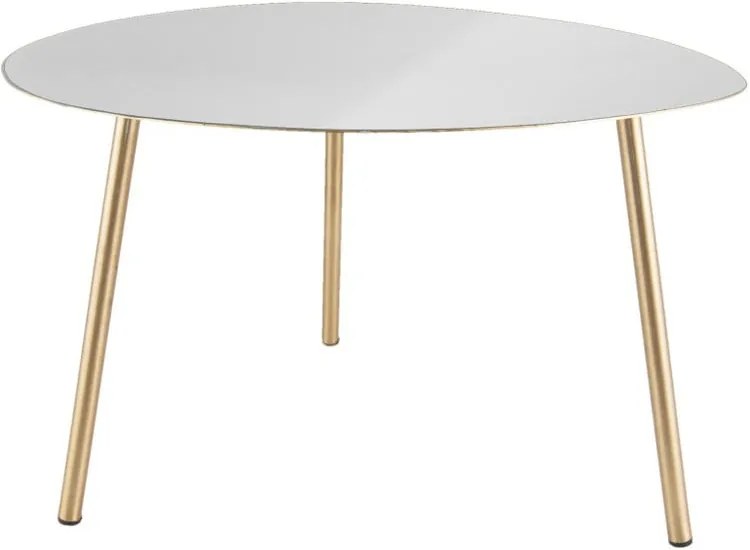 Biely príručný stolík s pozlátenými nohami Leitmotiv Ovoid, 56 × 50 × 37 cm