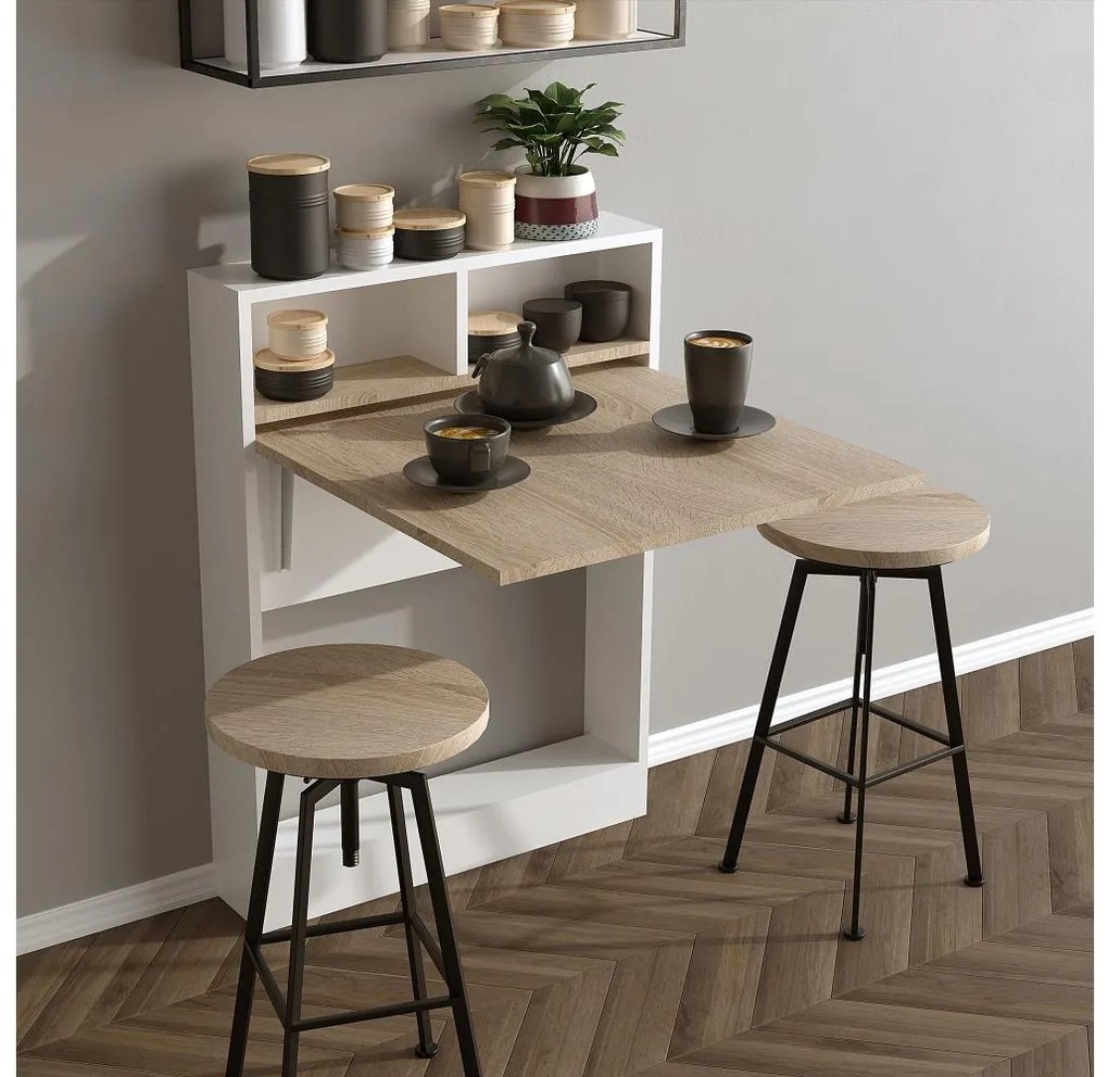 Skladací stolík BRACKED 96x70 cm biela/hnedá