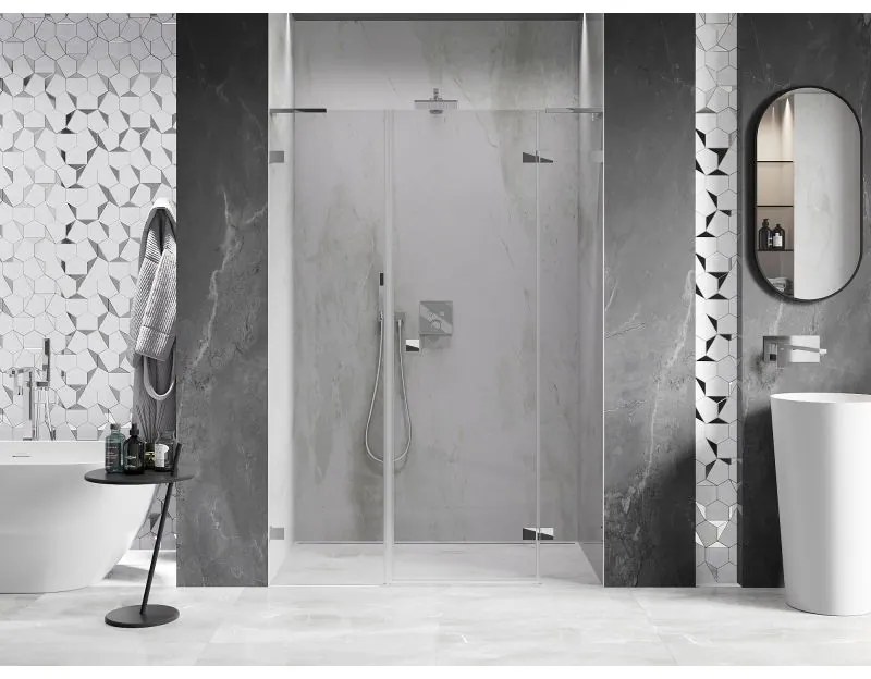 Mexen Lunar L, otočné sprchové dvere pravé 150 cm, číre sklo, chrómový profil, 834SL-150-050-01-00-P