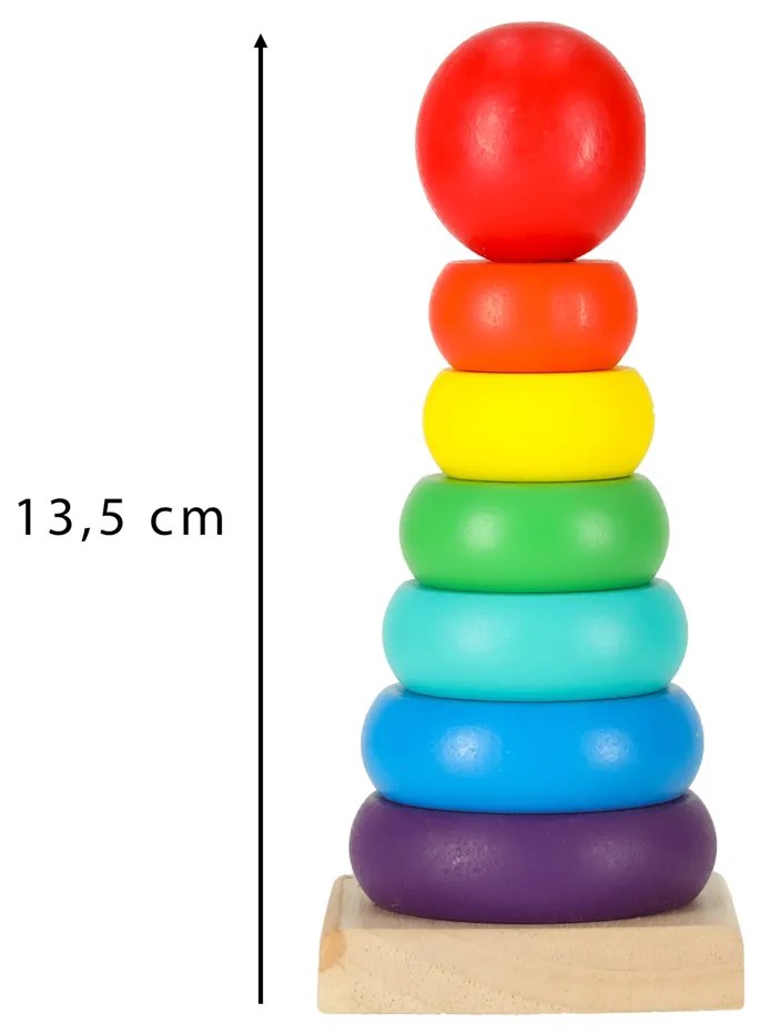 KIK Pyramídový drevený triedič veží dúha 13cm