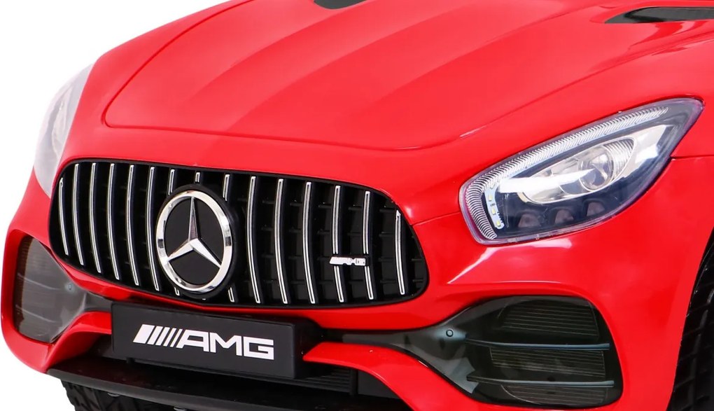 Ramiz Mercedes Benz GT batéria pre deti Červená + diaľkové ovládanie + pomalý štart + MP3 LED