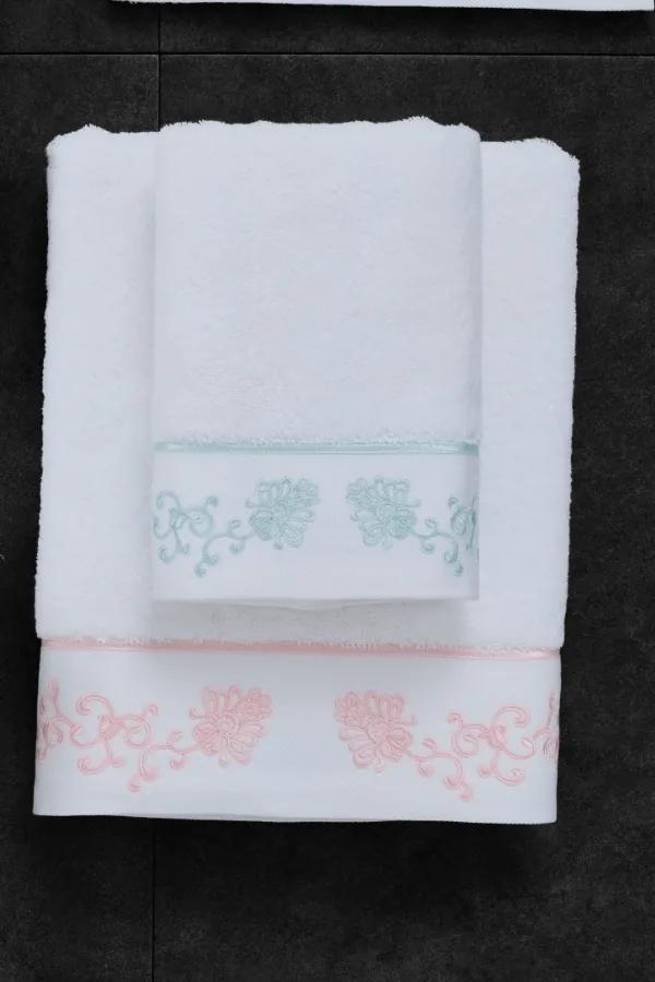 Soft Cotton Darčeková sada uterákov a osušiek DIARA Biela / ružová výšivka