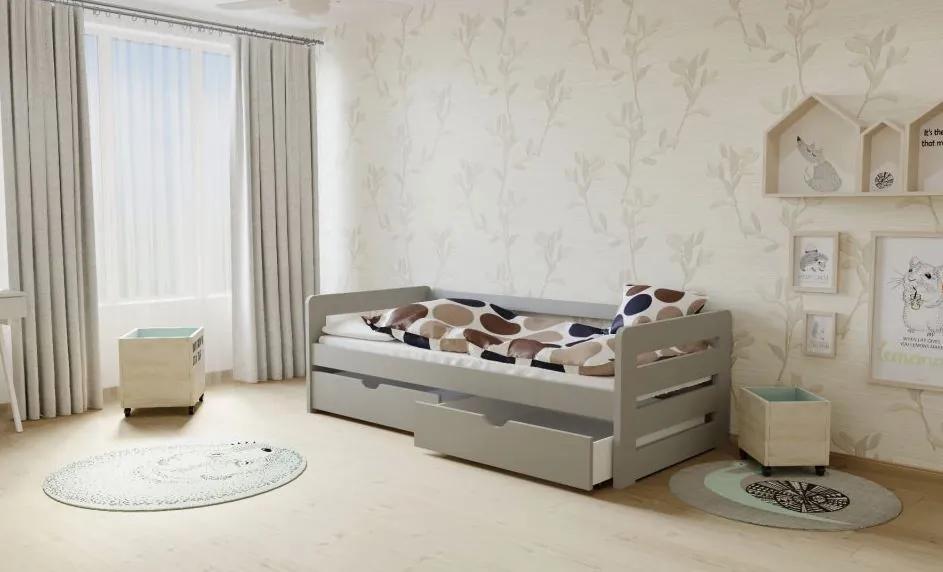 MAXMAX Detská posteľ z masívu 200x80cm so zásuvkou - M02