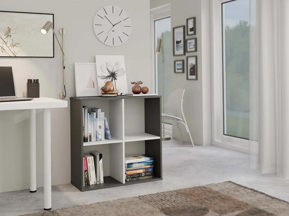 Regál Malax 2x2 74 cm antracit/bílý