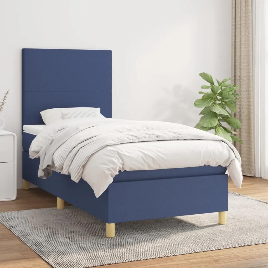 Boxspring posteľ s matracom modrá 100x200 cm látka 3142159