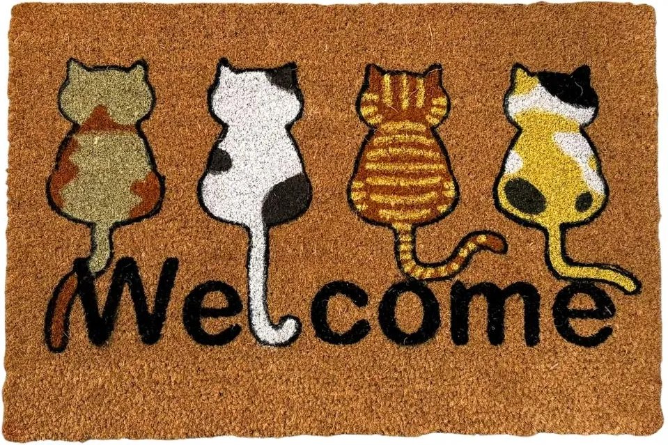 Home Elements Rohožka Welcome s mačkami