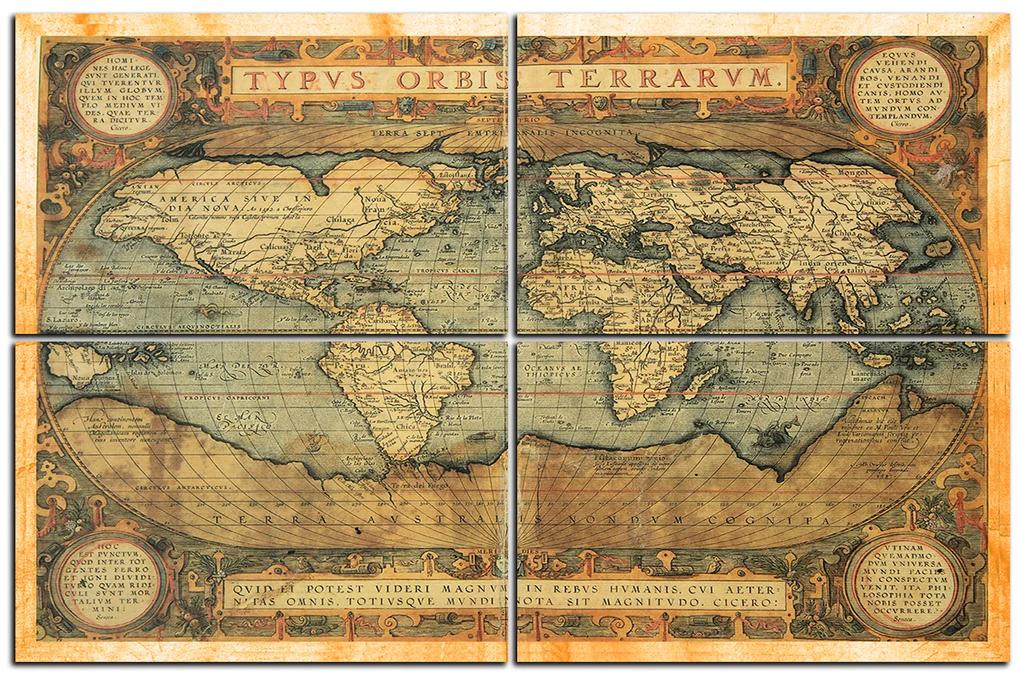 Obraz na plátne - Starožitná mapa sveta 1102C (90x60 cm)