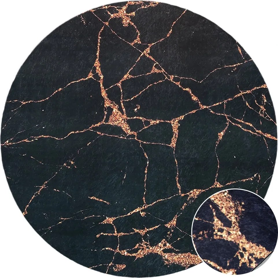 BE Koberec Porte 2007 Koło BLACK GOLD – čierny okrúhly Rozmer: 80 cm