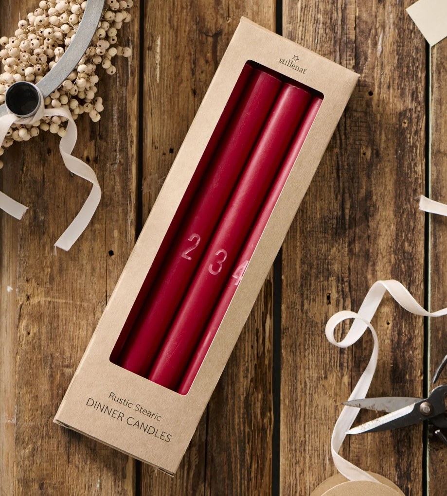 Ib Laursen Adventné sviečky 1-4 Red – set 4 ks