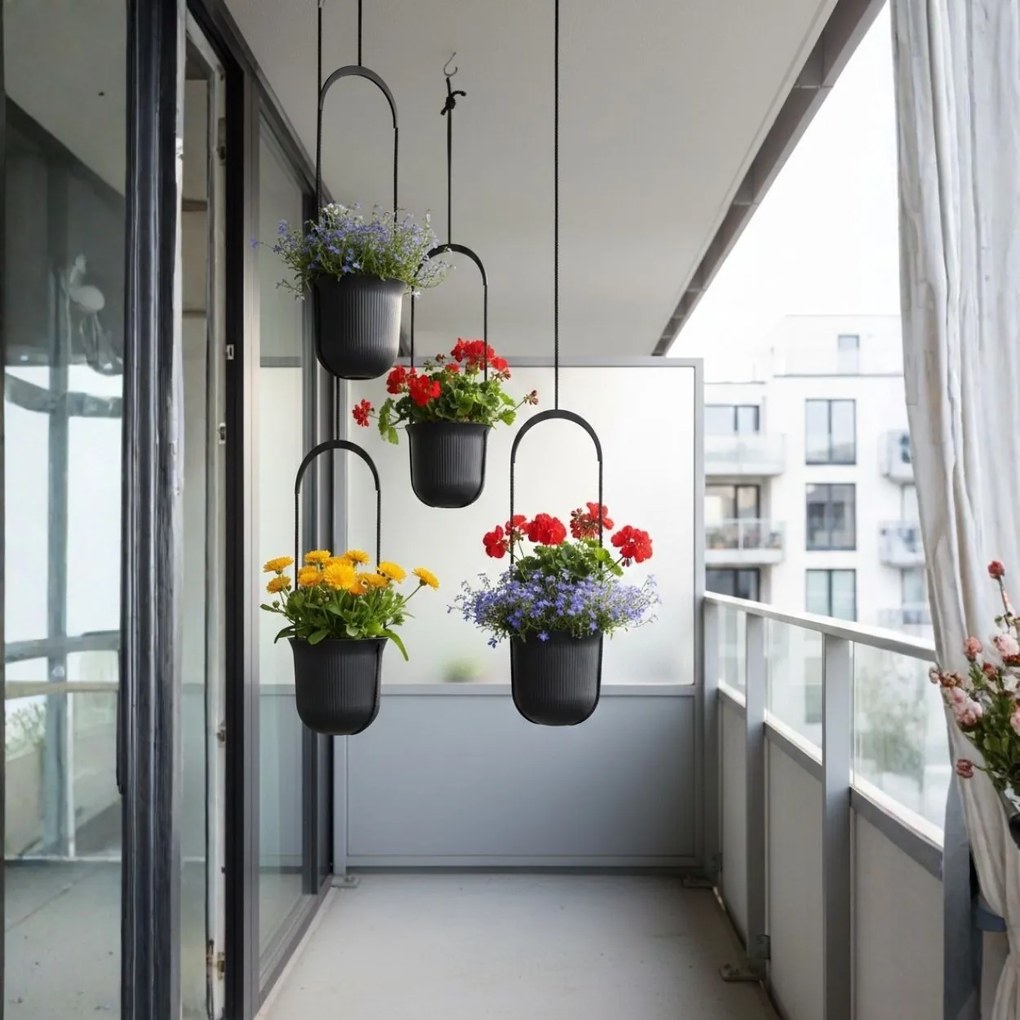 Závěsný květináč AERA HANG 17,9 cm antracitový