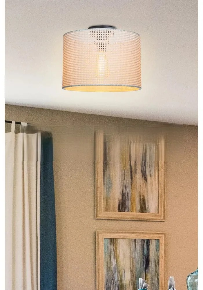 Krémové stropné svietidlo s textilným tienidlom ø 30 cm Goza – Squid Lighting