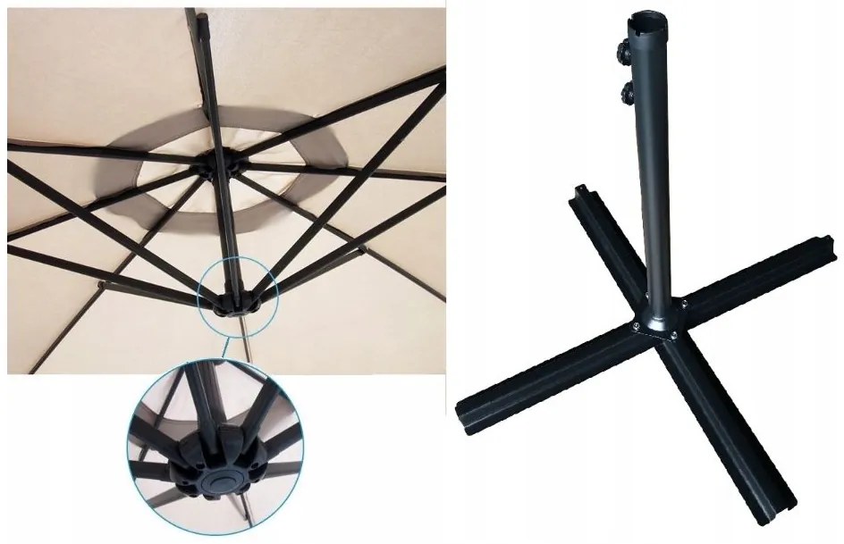 Bestent Záhradný skladací krémový slnečník 350cm
