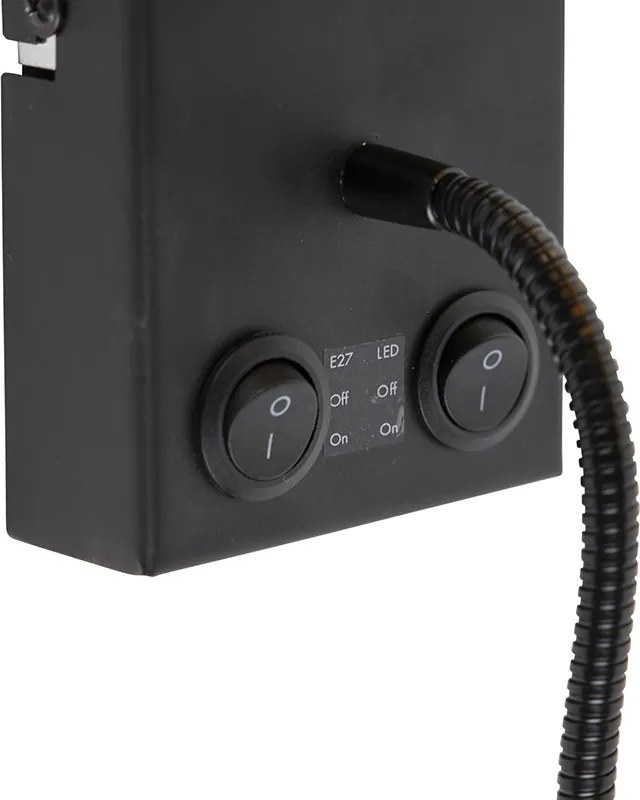 Inteligentné nástenné svietidlo čierne s tmavosivým zamatovým tienidlom vrátane Wifi A60 - Stacca