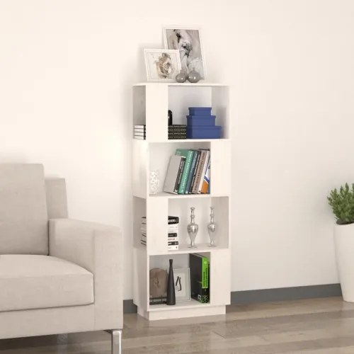 vidaXL Knižnica/deliaca stena biela 51x25x132 cm masívna borovica-
