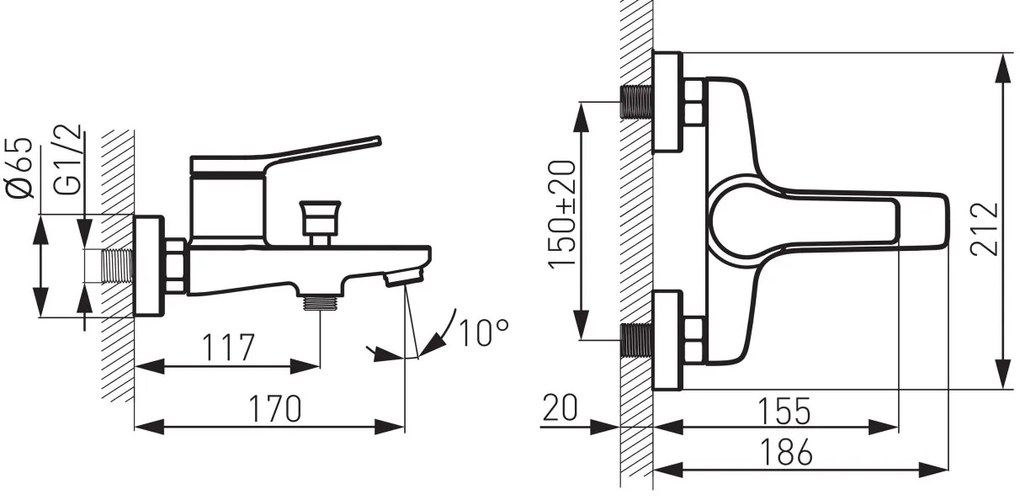 F-Design Seppia, vaňová batéria bez sprchovej sady, ružové zlato lesklá-čierna matná, FD1-SPA-1-25