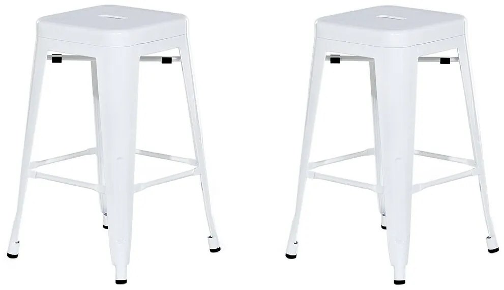 Sada 2 oceľových barových stoličiek 60 cm biela CABRILLO Beliani