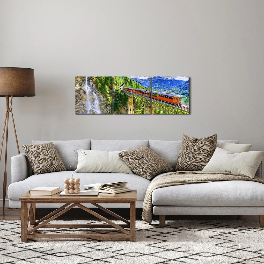 Obraz - Matterhorn, Zermatt, Valais, Švajčiarsko (s hodinami) (90x30 cm)
