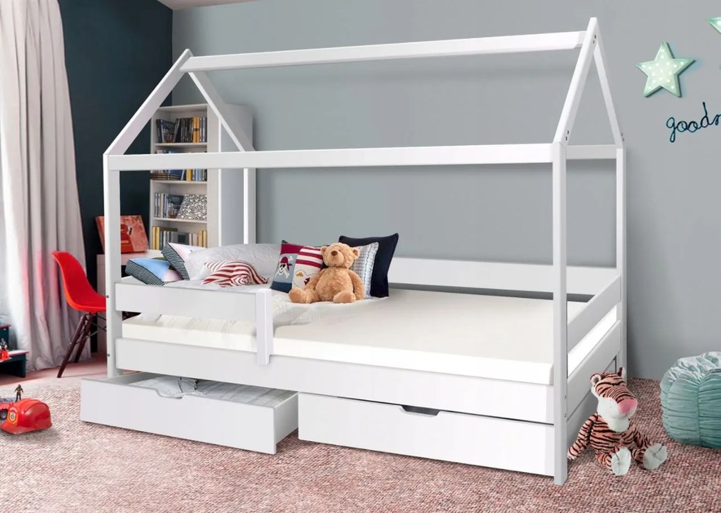 Šuplíky pod posteľ KIDS a BARČA z masívu borovice - biele - 2 ks