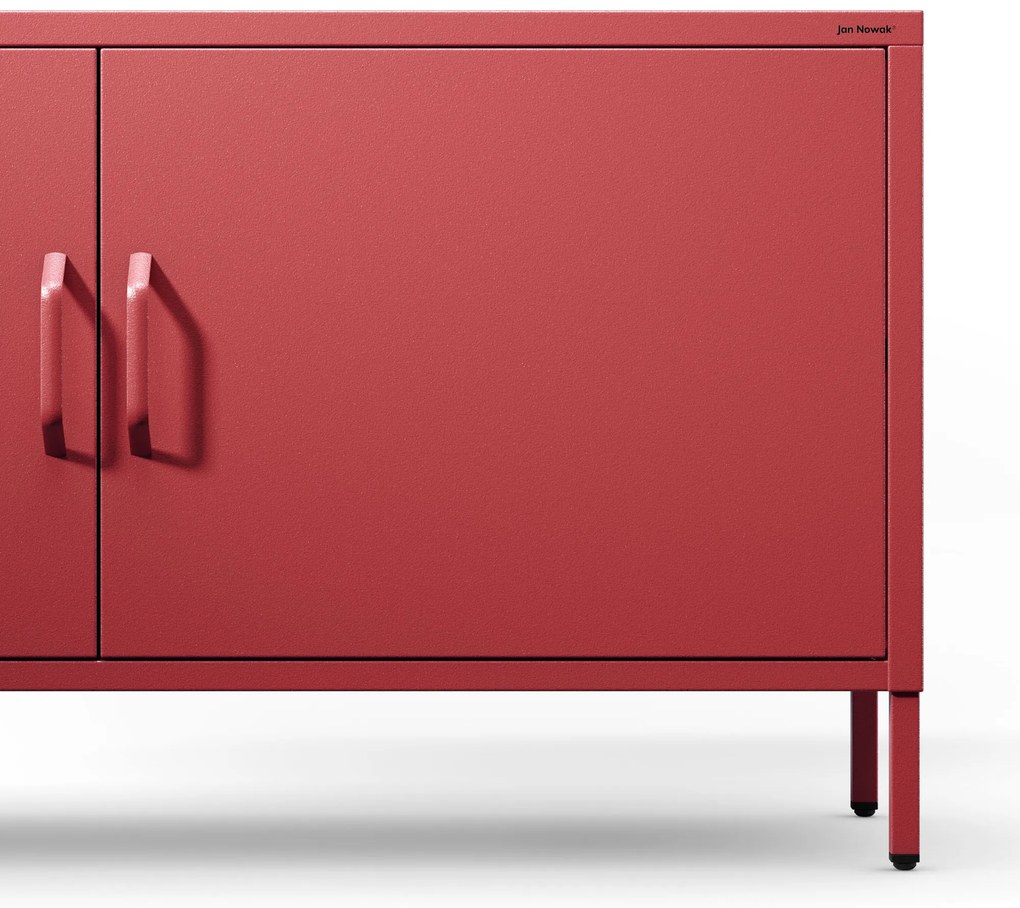 TV skrinka kovová na nožičkách červená, 1150x595x400 mm: ROSA Modern