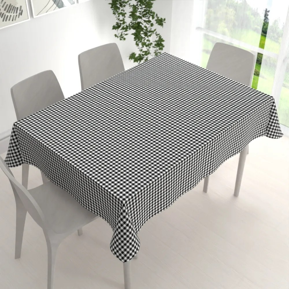 Biante Bavlnený obdĺžnikový obrus Sandra SA-060 Čierno-biele kocky 50x100 cm