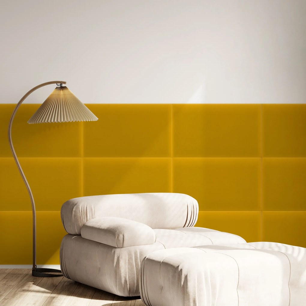 Zamatový čalúnený panel - Obdĺžnik - 40x30cm Farba: Žltá