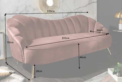 Dizajnová sedačka Adalia 220 cm staroružová