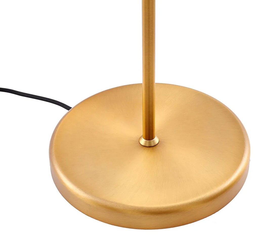 Stojaca lampa bronzová s bielym tienidlom a nastaviteľnou lampou na čítanie - Ladas