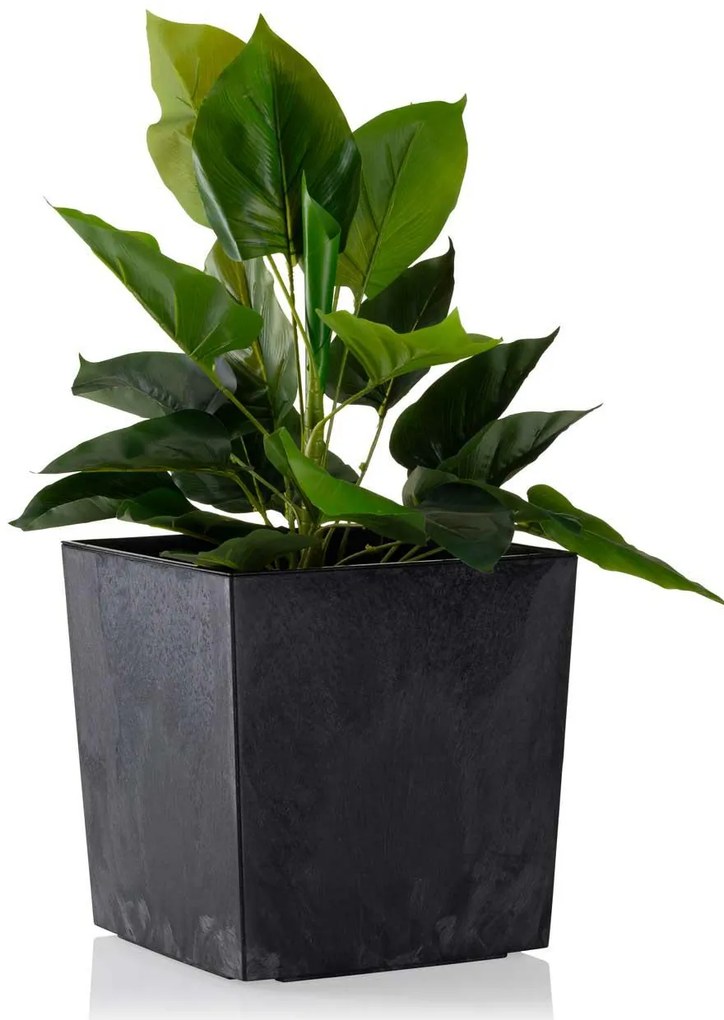 PLASTOVÝ KVETINÁČ FLORE 25X25 CM IMITÁCIA BETÓNU ČIERNA
