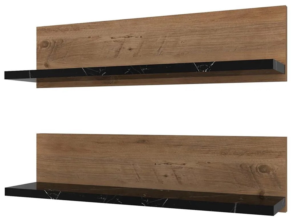 Sada 2 kusov políc SHELFIE, borovica/čierna