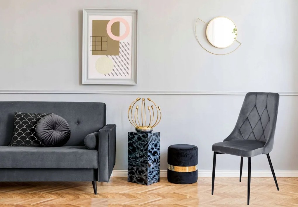 Čalúnená stolička LINCOLN zamat sivá