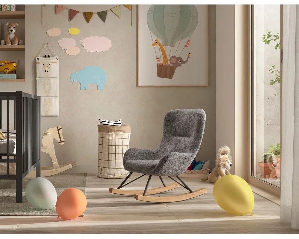 Sivé hojdacie detské kresielko z textílie buklé ROCKY – Vipack