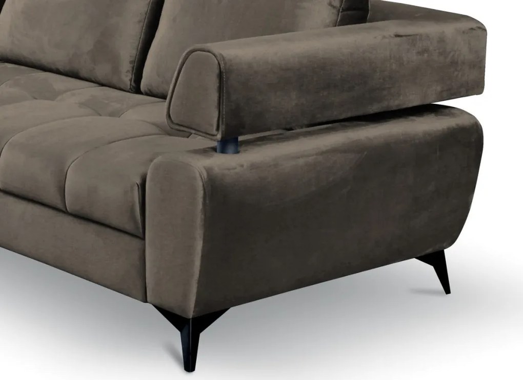 Rohová sedacia súprava Paris, blatistá hnedá látka, ľavý roh