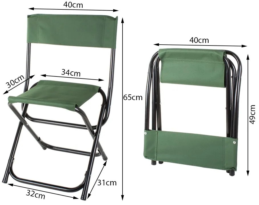 Verk 01671 Kempingová skladacia stolička 2 v 1 zelená