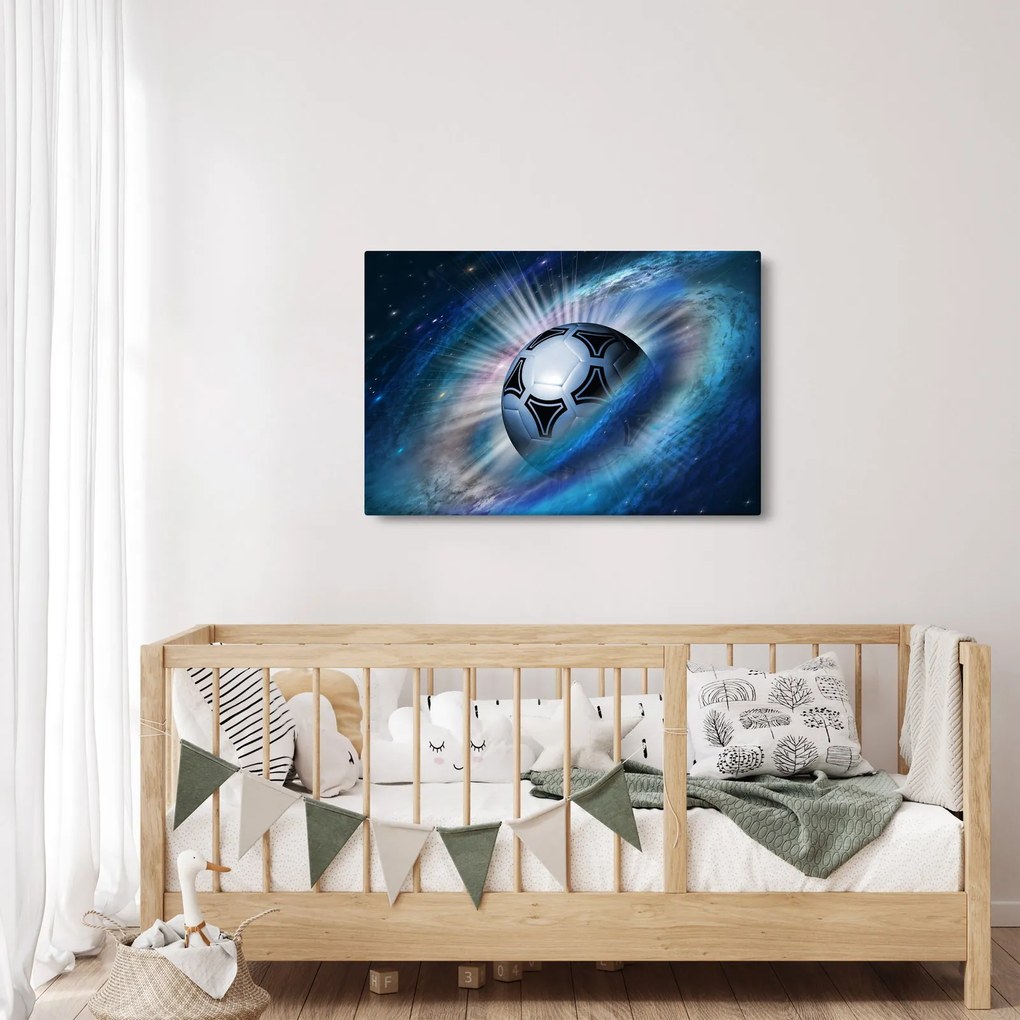 Obraz - Futbalová lopta vo vesmíre (90x60 cm)