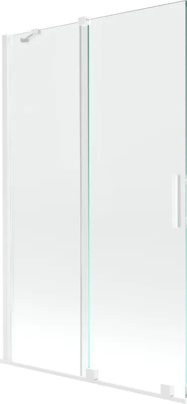 Mexen Velar, 2-krídlová posuvná vaňová zástena 110 x 150 cm, 8mm číre sklo, biela, 896-110-000-01-20