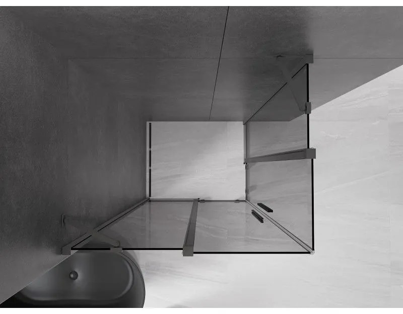 Mexen Velar Duo, sprchový kút s posuvnými dverami 100 x 90 cm, 8mm šedé sklo, brúsený grafit, 871-100-090-42-95