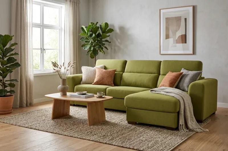 Rohová sedacia súpravana každodenné spanie FELYNE br. FELYNE s rozkladom, ľavá, 140, zelená (enjoy new lux - 10 green)
