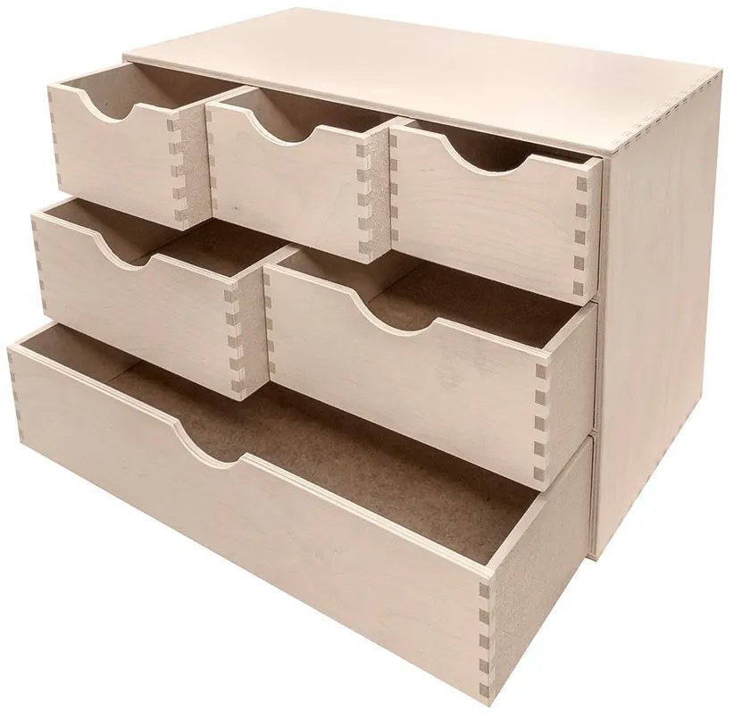 Zeller Present Drevený organizér so 6 zásuvkami na písacie a kancelárske potreby ZELLER 40 x 20 x 28 cm