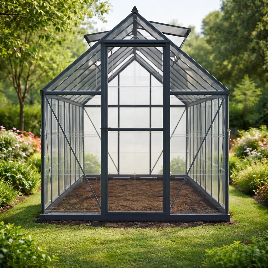 Skleník so základňou BestBerg SH‑9B / 9 m² / 480 × 182 × 208 cm / čierny