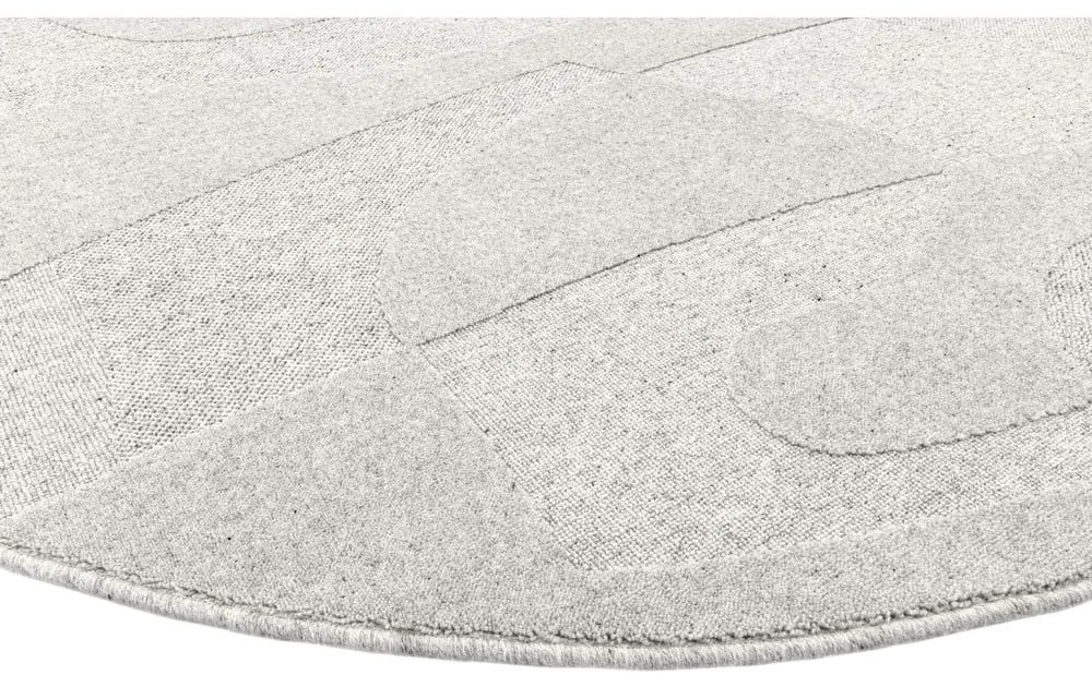 Svetlosivý vlnený okrúhly koberec ø 120 cm Morphic Botanica – Agnella