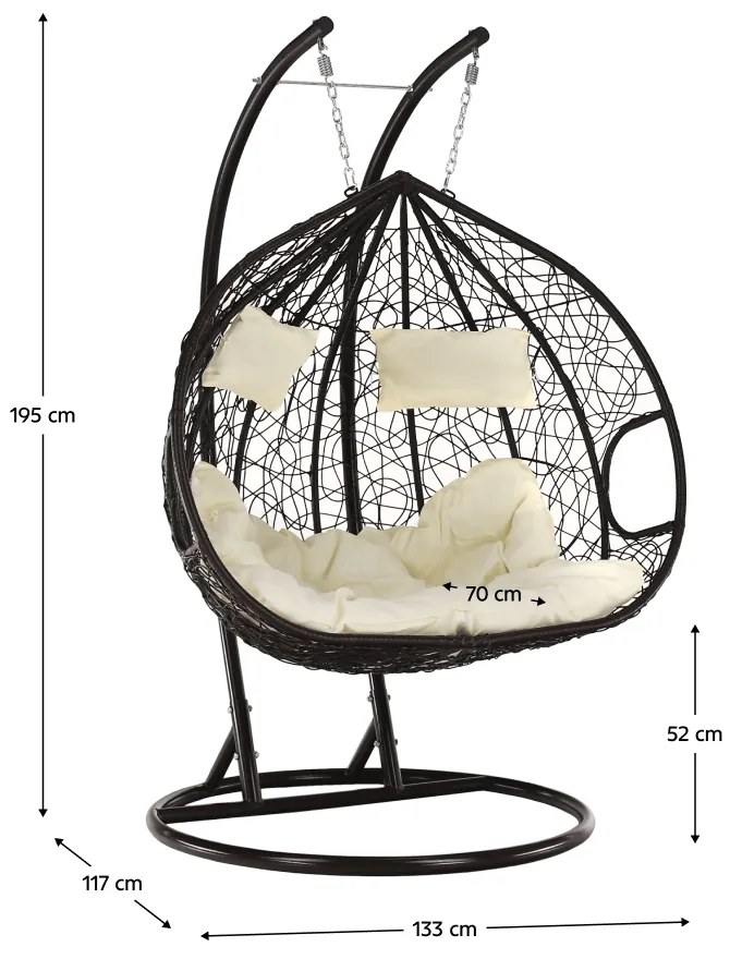 Závesné hojdacie kreslo Dalvea 2 New - hnedá / krémová