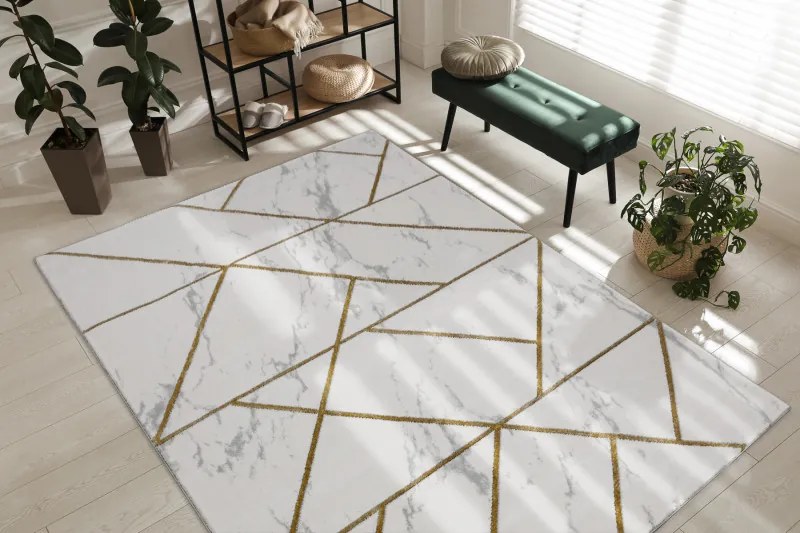 Dywany Łuszczów Kusový koberec Emerald geometric 1012 cream and gold - 160x220 cm