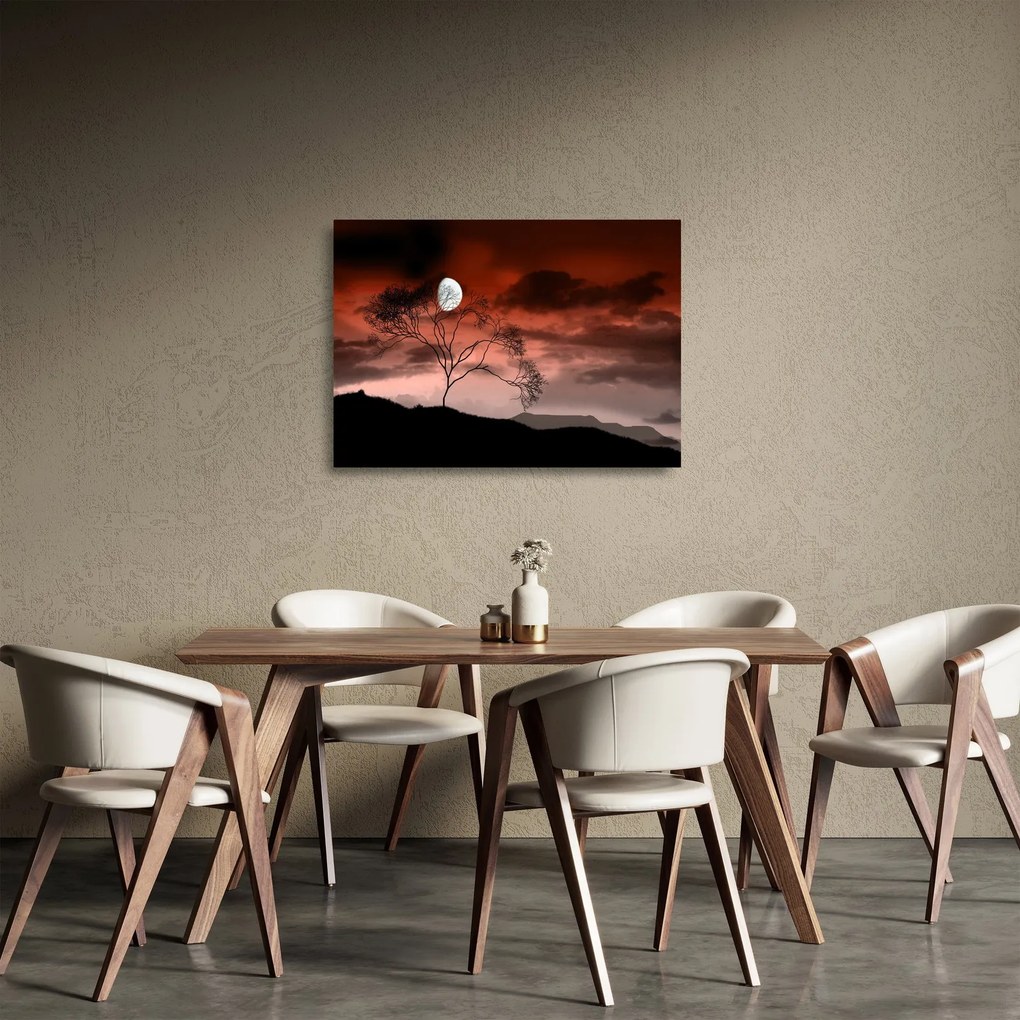 Sklenený obraz - Mesiac osvetľujúce noc (70x50 cm)
