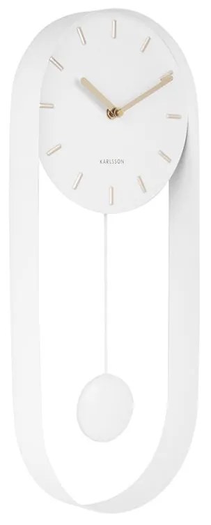 Nástenné hodiny Pendulum Charm Steel biela 50 × 20 × 4,8 cm